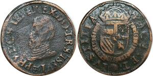 O7918 Scarce Inedit Spanish Netherlands Liard Philips II Pace Ivstitia IR ISSVI