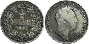O7927 German States Baden 1/2 Gulden Léopold 1843 Silver ->M offer