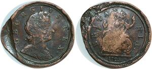 O7976 Error Great Britain Half 1/2 Penny George I 1723 ->Make offer