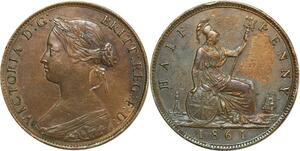O7977 Great Britain Halfpenny 4 Berries in Wreath Victoria 1861 ->M offer