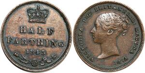 O7978 Great Britain 1/2 Farthing Victoria 1843 XF !! ->Make offer