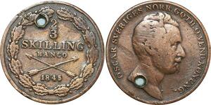 O7996 Sweden Schweden 2/3 Skilling Banco Oskar I 1845 ->Make offr