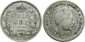O7999 Schweden Sweden 25 Öre Oskar I 1855 ST Silver ->M offer