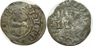 P1191 Rare France Bretagne Denier Tournois Jean de Montfort Captif 1343 Vannes