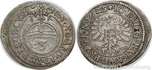 P8007 Rare Germany Brandenburg Ansbach 3 Kreuzer Markgraf Joachim Ernst 1623