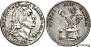 P8019 Rare Germany Hessen Kassel 1/8 Taler Karl 1723 Schütz Silver AU +