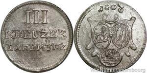 P8023 Germany Löwenstein Wertheim Rochefort 3 Kreuzer Dom. Konstantin 1806 UNC