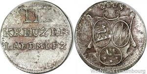P8024 Germany Löwenstein Wertheim Rochefort 3 Kreuzer Dom. Konstantin 1805 AU