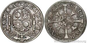 P8036 Austria Erzbistum Salzburg Kreuzer Max Gandolph Graf Küenburg 1686 Silver