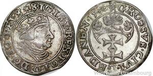P8059 Rare Poland Danzig Gdańsk Grosz Sigismund I the Old 1540 Prvs Silver