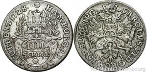 P8070 Germany Hamburg 4 Schilling Karl VI 1728 IHL Silver -> M offer