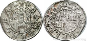 P8075 Germany Hamburg 2 Schilling 24 Pfennig 1660 Hamburger Silver