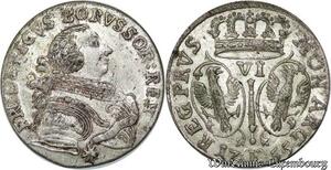 P8092 Rare Germany Brandenburg Prussia 6 Kreuzer Fréderic II 1755 E Königsberg