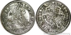 P8098 Rare Austria Styrie 3 Kreuzer Leopold I 1693 Graz IA Silver AU