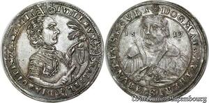 P8102 Very Scarce Germany Sachsen Saalfeld 1/8 Taler Johann Ernst 1717 UNC