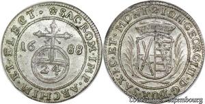 P8107 Rare Germany Saxony Albertine 1/24 Thaler Johann Georg III 1688 UNC