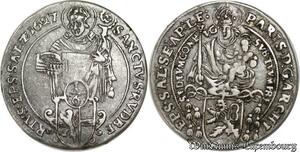 P8117 Rare Austria Salzburg 1/6 Thaler Paris Graf von Lodron 1627 Silver