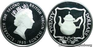 P8120 Virgin Islands 20 Dollars Elizabeth II Teapot 1985 Silver PROOF -> M offer