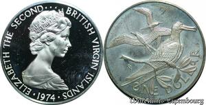 P8125 Virgin Islands Dollar Elizabeth II Magnificent Frigate 1974 S PROOF