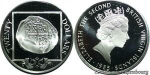 P8131 British Virgin Islands 20 Dollars Elizabeth II Cob coin 1985 Silver PROOF