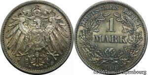 P8150 Germany Empire Mark Wilhelm II 1908 D Silver AU -> Make offer