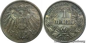 P8153 Germany Empire Mark Wilhelm II 1908 D Silver AU -> Make offer