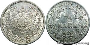 P8157 Germany Empire 1/2 Mark 1913 A Silver AU -> Make offer