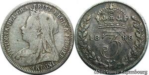 P8160 UK 3 Pence Queen Victoria 1899 Silver -> Make offer