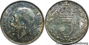 P8166 UK 3 Pence George V 1916 Silver UNC -> Make offer