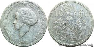 P8169 Luxembourg 10 Francs Charlotte Grande Duchesse 1929 Silver -> M offer