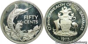 P8192 Bahamas 50 Cents Swordfish 1975 Silver PROOF ->M offer