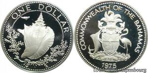 P8194 Bahamas 1 Dollar Seashell 1975 Silver PROOF ->M offer
