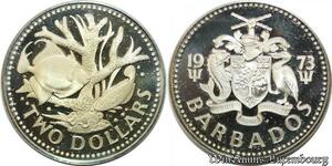 P8198 Barbados 2 Dollars Fountain Elizabeth II 1973 Silver PROOF ->M offer