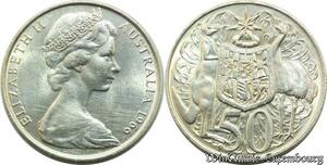 P8199 Australia 50 Cents Elizabeth II 1966 Silver UNC ->M offer