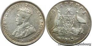 P8200 Australia 6 Pence George V 1912 Silver ->M offer