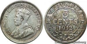 P8201 Canada Newfoundland 5 Cents George V 1912 Silver ->M offer