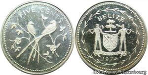 P8202 Belize 5 Cents Fork-tailed Flycatchers Elizabeth II 1974 Silver PROOF ->M offer