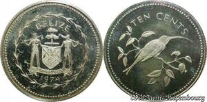 P8203 Belize 10 Cents Long tailed Hermit Elizabeth II 1974 Silver PROOF ->M offer