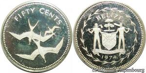P8205 Belize 50 Cents Frigate Birds Elizabeth II 1974 Silver PROOF ->M offer