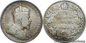 P8213 Canada 25 Cents Edward VII 1908 Silver -> M Offer