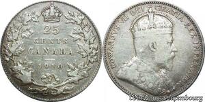 P8217 Canada 25 Cents Edward VII 1910 Silver -> M Offer