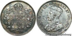 P8224 Canada 5 Cents Georges V 1918 Silver AU -> M Offer