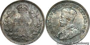 P8226 Rare Canada 5 Cents Georges V 1919 Silver UNC -> M Offer