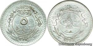 P8234 Ottoman Empire 5 Para Mehmet V AH 1327 1912 -> Make offer