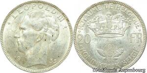 P8251 Belgique 20 Francs Leopold III 1935 Silver AU -> M Offer