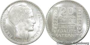 P8305 France 20 Francs 1933 Turin Silver SPL -> Make Offer