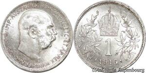 P8314 Austria Hasburg Corona Franz Joseph I 1916 Silver BU ->Make offer