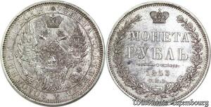 P8322 Rare Russia Rouble Nikolai I 1853 St Petersburg HI Silver AU ->M offer