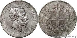 P8325 Rare Italy 5 Lire Victorio Emanuele II 1865 T BN  Silver XF+ -> M Offer