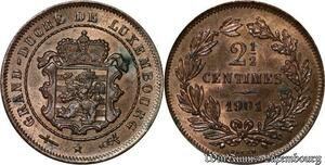 P8341 Luxembourg 2 1/2 Centimes 1901 Error Bapth UNC -> M Offer